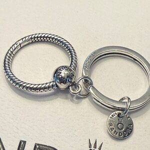 Authentic Pandora Double Key Chain Charm Holder, Sterling Silver